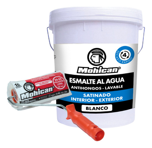 Promo Esmalte Al Agua Blanco Tineta 5 Gal Mohican + Rodillo