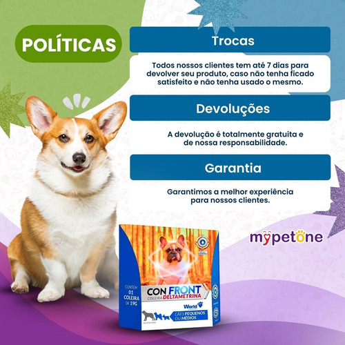 6 Coleiras Antipulgas Confront 19g Cães Pequenos E Médios