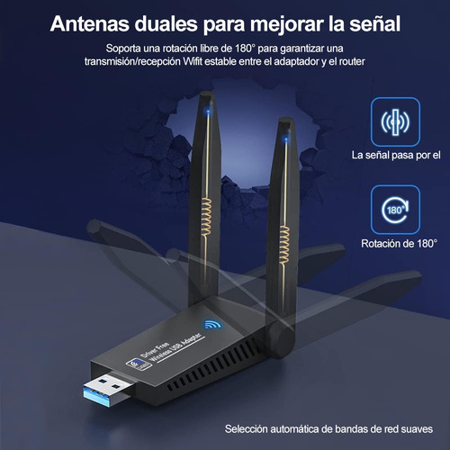 Adaptador Wifi Usb 1300mbps 5dbi Wifi Receptor