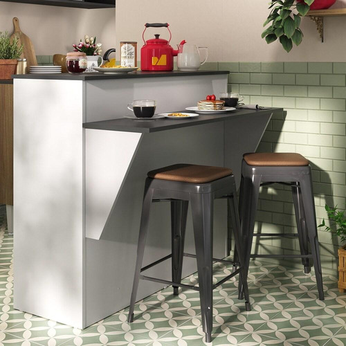 Bancada Balcão Com Divisor Ambiente Multimóveis Fg5484 Bco