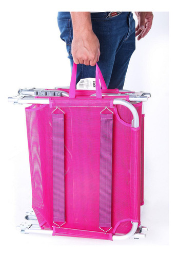 Tumbona Bel de aluminio con 3 posiciones, color rosa