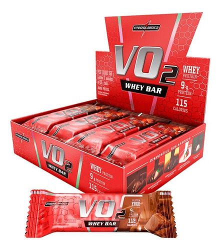 Vo2 Whey Bar Protein Barra Proteína 24unid - Integralmédica Sabor Chocolate