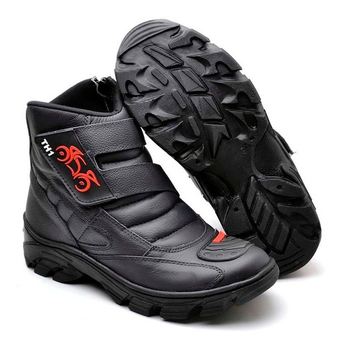 Bota Motociclista Motoqueiro Th3 Couro Cano Médio,cano Baixo