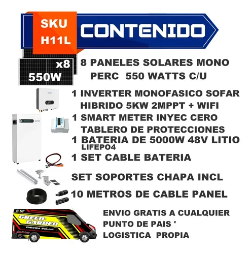 Kit Panel Solar Híbrido Con Batería Litio 23kw H11-5l