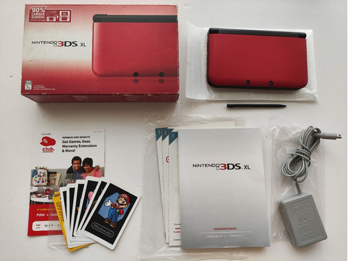 Consola Nintendo 3ds Xl Rojo Perfecta + Caja + Juegos + Carg