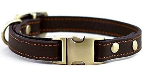 Perro Chede De Lujo Del Cuero Real Collar- Hecho A Mano Para