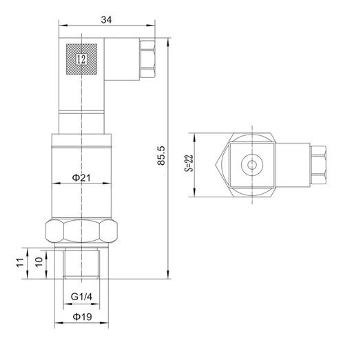 Imagem 4 de 4 de Sensor Transdutor De Pressão 250 Bar - 25mpa 4-20ma - 1/4bsp