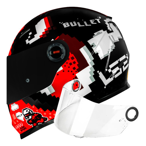 Capacete Ls2 Ff358 Classic Bullet Vermelho/preto+ Viseira