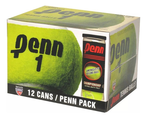 Paquete De 12 Cajas De Pelota De Tenis Penn ( 36 Pelotas ) 