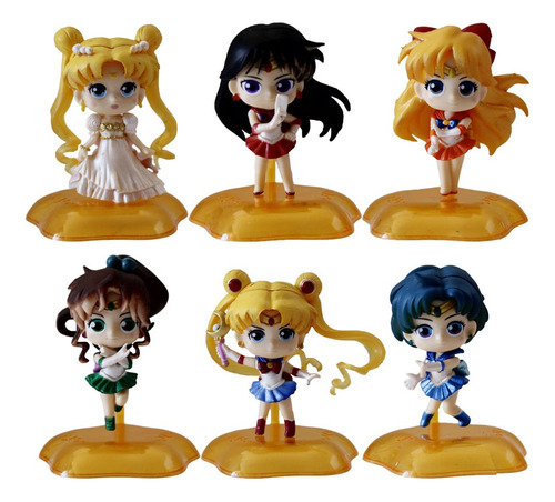 Figuras Sailor Moon Set X6 Colección Base Amarilla