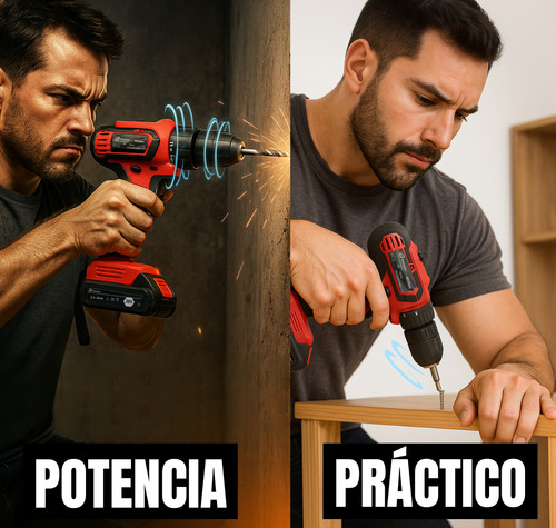 Taladro Atornillador Percutor 2 Baterias 36v Con Maletin Rojo 50hz / 60hz