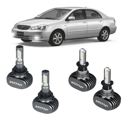 Kit Lâmpada Led Farol E Milha Corolla 2003 Á 2007 Shocklight