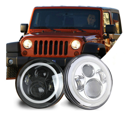 Par Faros Led Jeep Jk Ojos De Angel Wrangler Sahara Rubicon