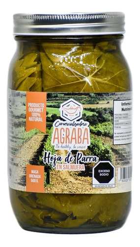 Hoja De Parra En Salmuera Kosher Agraba Fco 500g