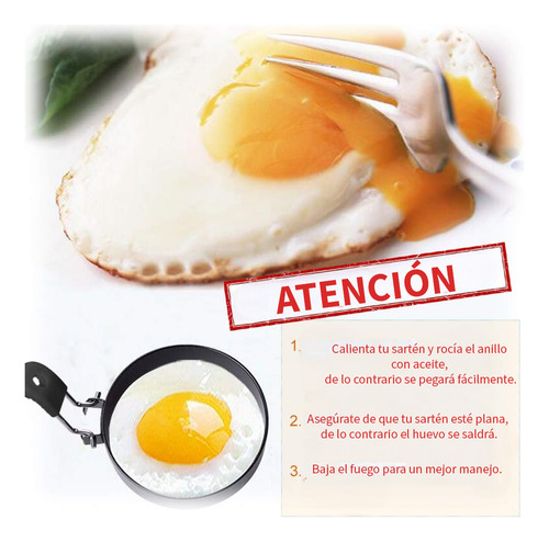 U Chef Set 4 Anillos De Huevo Antiadherentes Grandes 3.5in