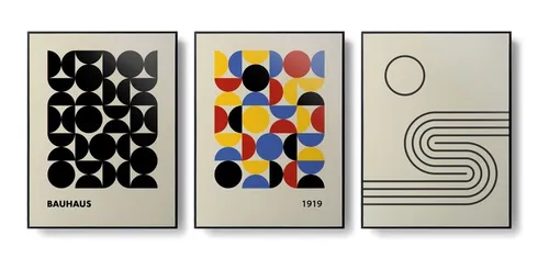 comprar Kit Quadros Moldura Filete Bauhaus 3 Peças 40x60 Caixa Alta