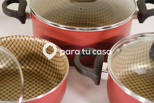 Juego De Cacerola Batería Cocina 4 Pzas Teflón Flora Mta