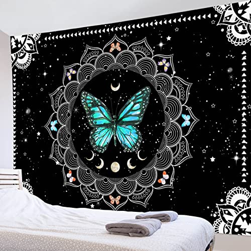 Tapiz De Pared De Mariposa Trippy Teal, Tapices Bohemio...