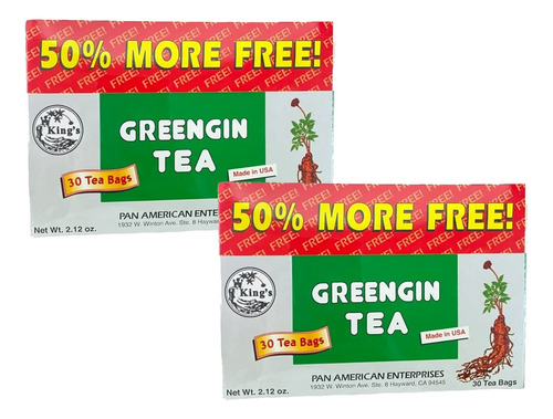 Pack X2 Té Adelgazante Greengin U.s.a Ginseng 30 Uds- Lireke