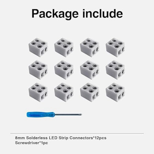 12 Conectores De Tira De Luz Led Sin Soldadura, 2 Pines, 8 M