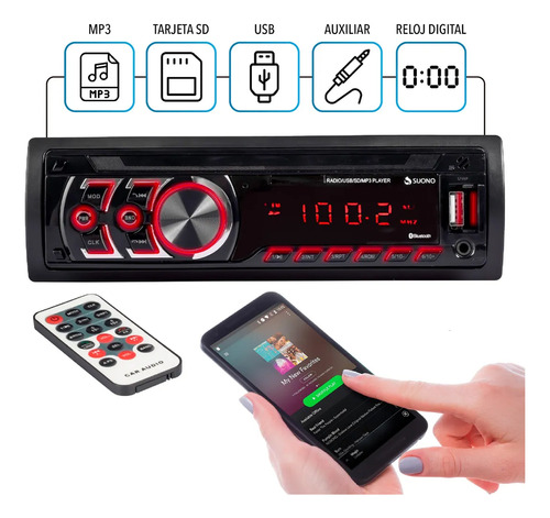 Autoestereo Micro Sd Mp3 Usb Radio Fm Stereo Frente Fijo Bluetooth Manos Libres Potente Sonido + Control Remoto