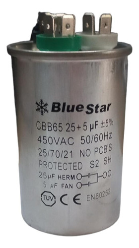 Capacitor Dual 25+5 Uf 450v Bluestar