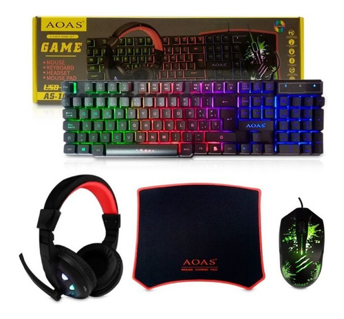 Kit Gamer Teclado,mouse,audifonos Y Mouse Pad 4 Piezas Gamer