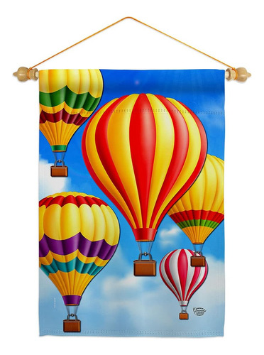 Bandera De Jardín En Masa Con Globo Aerostático, Juego De Pa