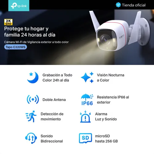 Cámara Ip Wifi Exterior Tp-link Tapo C320ws + Micro Sd 256gb