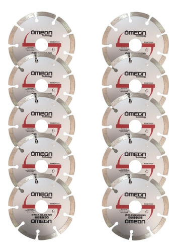 10 Pcs Disco Diamantado Segmentado 115 X 22,23 Mm Esmeril. Cor Cinza