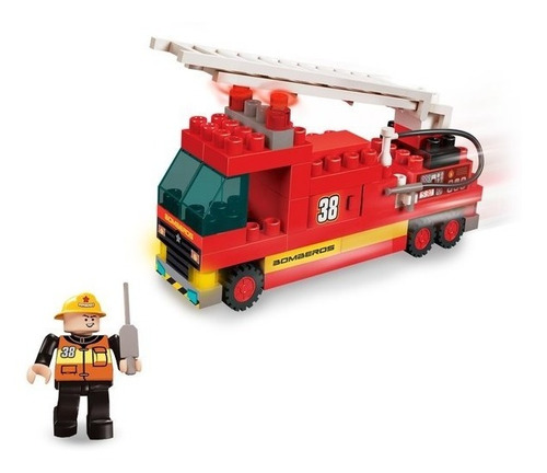 Imagen 2 de 4 de Bloques encastre Blocky Camion de Bomberos 70 Piezas 1 muñeco