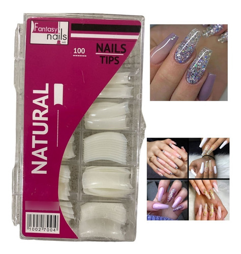 Tips Punta En Curva C Natural, 100 Pz, Fantasy Nails, Uñas.