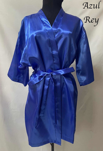 Batas De Satin Tipo Kimono Color Azul Rey