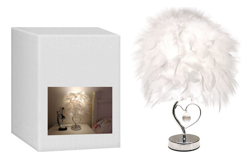 Lámpara De Mesa De Plumas Blanco Noche Para Recámara Oficina Blanco Blanco
