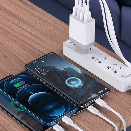 Carregador Caixinha Turbo Compacto 4x Usb Cor Branco