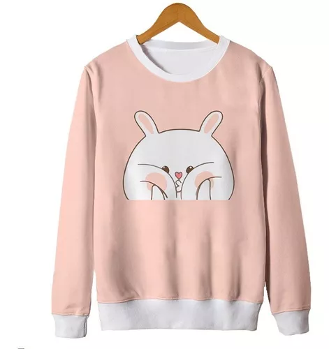 Moletom com estampa de coelho rosa Kawaii - Loja de moda Kawaii