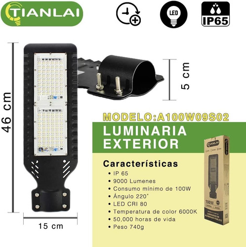 Lampara Alumbrado Publico Led 100w Suburbana Luz Blanca Ip65