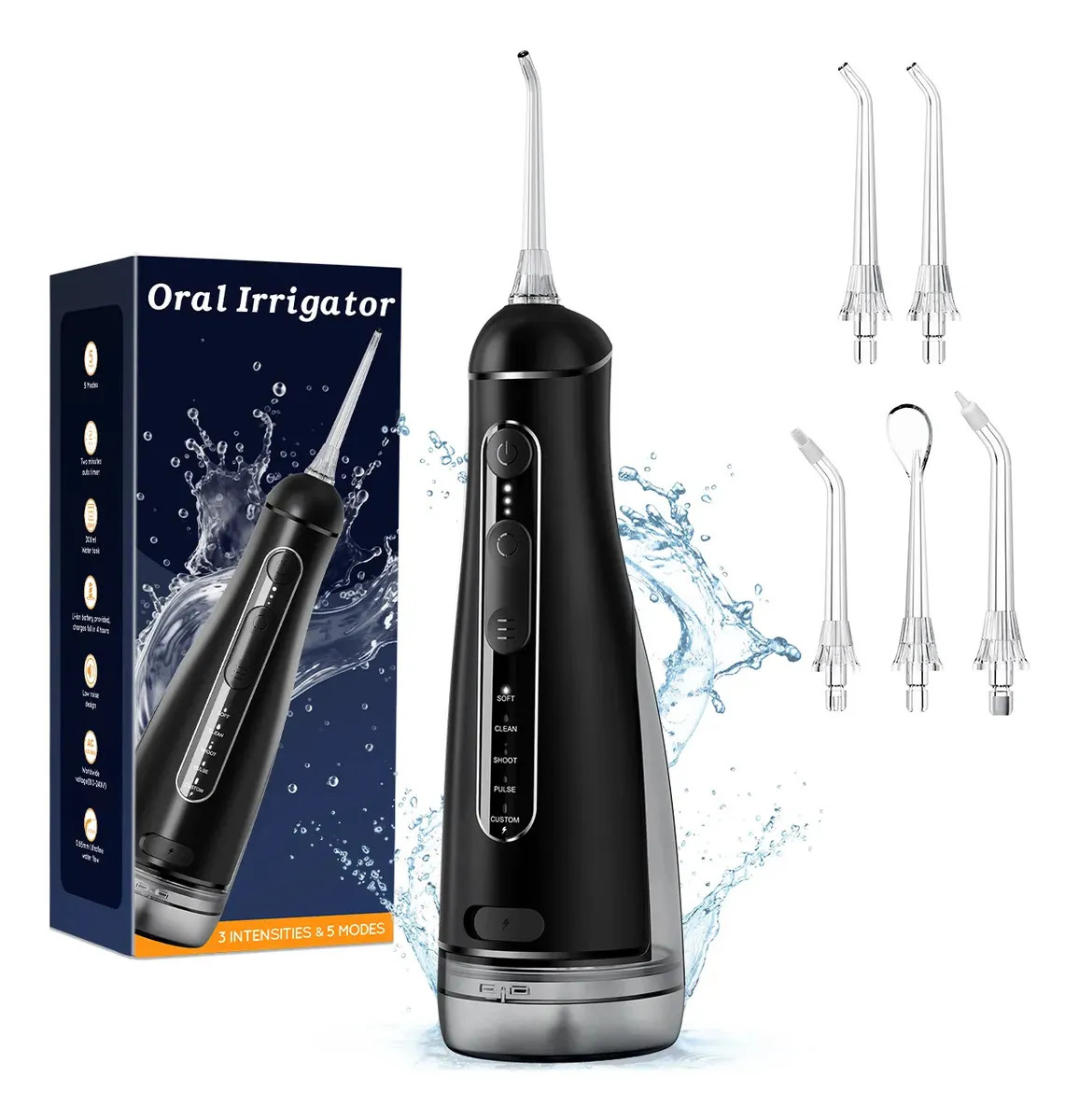 Irrigador Oral Vympex F5048 Portátil, com 5 Bicos e 20 Níveis de Pressão