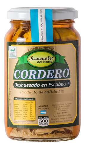 Escabeche De Cordero X500gr Regionales Del Norte