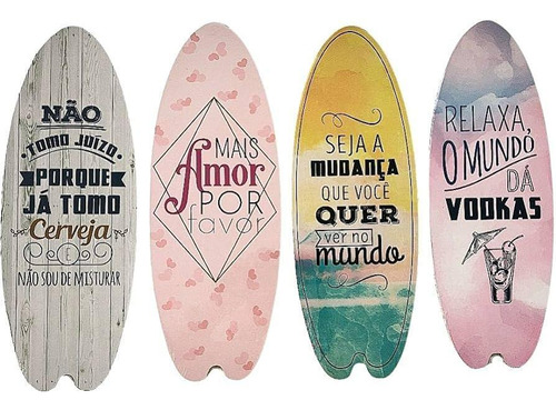 Placa Decorativa Prancha Surf Mdf Estampas Variadas 40x15cm