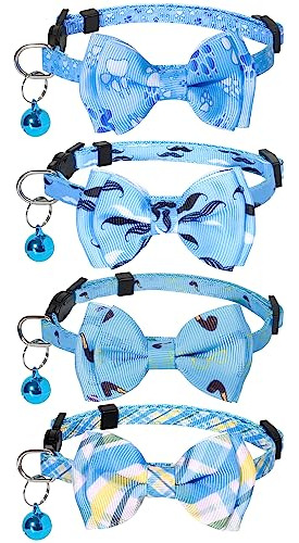 Lafayi Paquete De 4 Collares De Gato Separables Con Pajarita