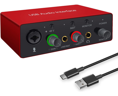 Interfaz De Audio Usb Preamplificador De Micrófono Int...