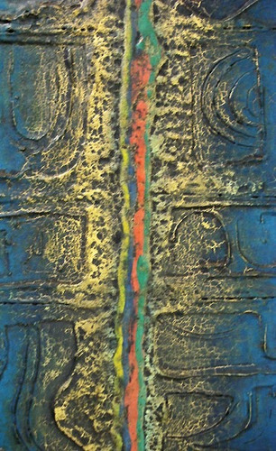 Abstrato Quadro Arte Técnica Mista Assinado Sachiko 1970