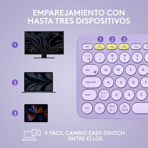 Logitech K380, Teclado Bluetooth Multi-dispositivo - Lavanda