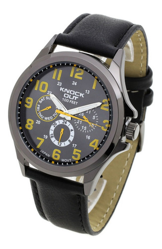 Reloj Knock Out Hombre 2581cr Simil Cuero Metal Wr30