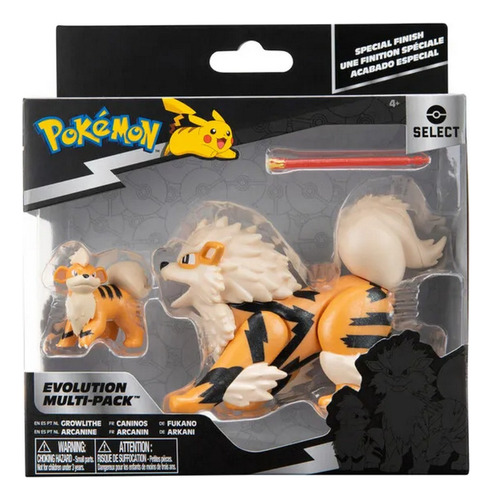 Pokémon Multipack Evolução - Growlithe E Arcanine - Jazwares