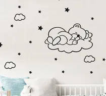Comprar Vinilos Decorativos Infantiles Osito Luna Mediano Nubes Bebe