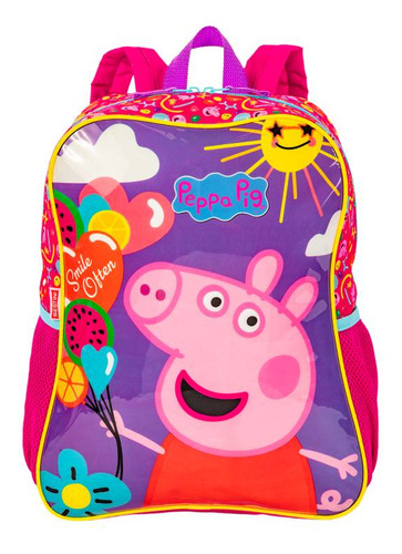 Mochila Escolar Infantil G Sestini 066210-00 Peppa Pig Cor Rosa Desenho do tecido Peppa Pig Mochila Escolar Sestini