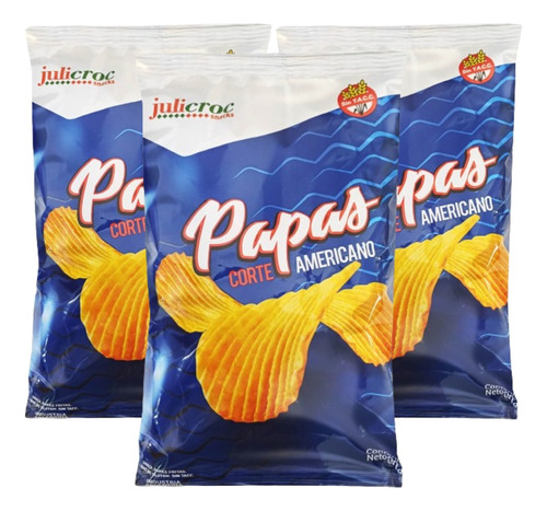 Papas Fritas Corte Americano Julicroc Snacks 80g Pack X3