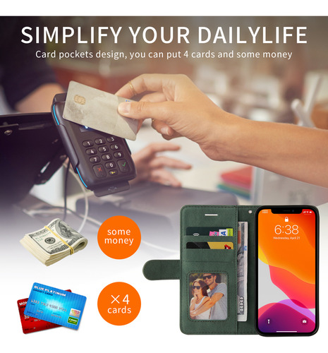 Funda Para Oppo Reno Series De Piel Sintética De Alta Calidad, Funda Protectora Tipo Cartera Con Ranura Para Tarjetas, Soporte, Etc., Color Verde